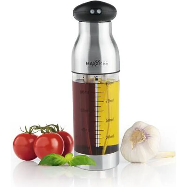 MAXXMEE Sprühflasche Essig & Öl - 200 ml - Edelstahl/schwarz