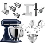 KitchenAid 5KSM175 Paket 3 Artisan, Gemüseschneider, Fleischwolf, Spritzgebäckvorsatz, 300W, 4,8L und 3L Schüssel, tintenblau, Serie: 5KSM175