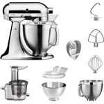 KitchenAid Artisan 5KSM185PS Küchenmaschine Sonderpaket 2, inkl. Entsafter 5KSM1JA, chrom, Serie: 5KSM185PS
