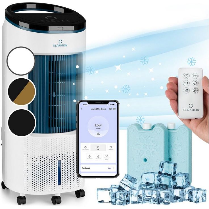 Klarstein Ventilatorkombigerät IceWind Plus Smart 4-in-1 Luftkühler Ventilator Luftbefeuchter Luftreiniger App-Steuerung, Klimagerät mobile Klimaanlage mobil Air Conditioner Air Cooler