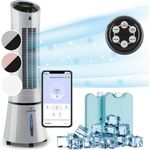 Klarstein Ventilatorkombigerät Skyscraper Ice Smart 4-in-1 Luftkühler & Ventilator WiFi 210m³-h Fernbedienung
