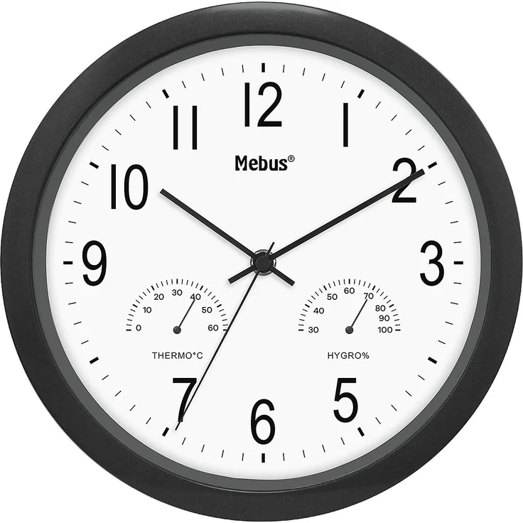 Quarz Wanduhr Ø26cm schwarz