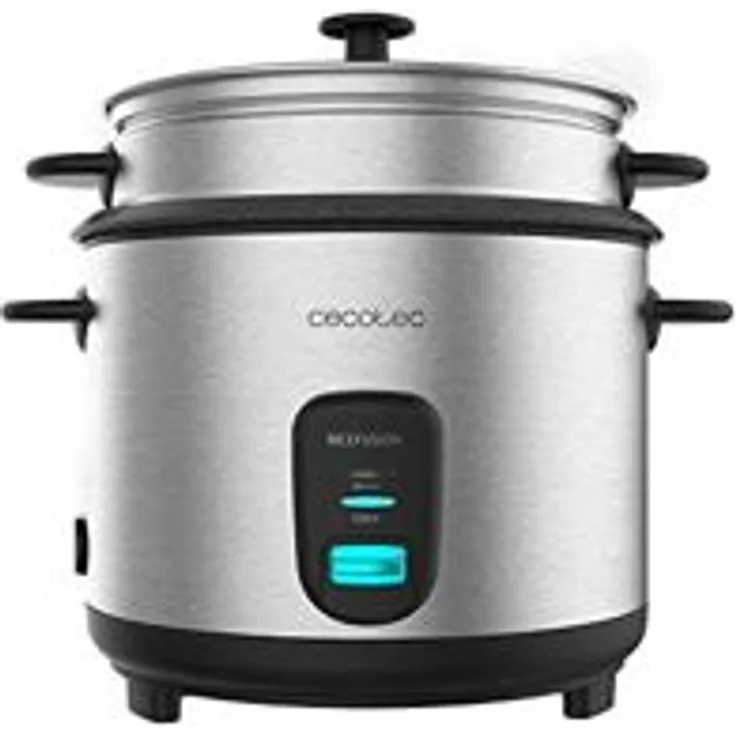 Cecotec RiceFusion 7000 Inox Reiskocher, 700W, 1,8 L, Wärmhaltefunktion, Dampfschale, Edelstahl, silber