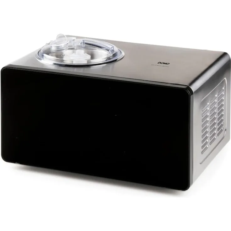 Domo DO92521 Genius Eismaschine mit Kompressor, 150 Watt, mit Display, 1,5 l, für Frozen Joghurt, Softeis, Sorbets, grau