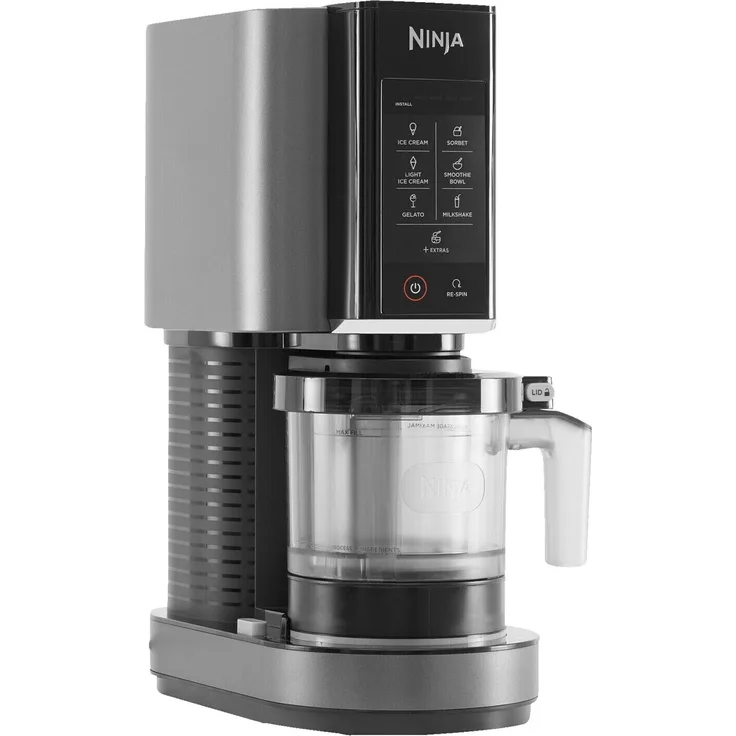 Ninja NC300EU Creami Eismaschine, mit Kompressor, 800 Watt, 1,4 Liter, für Milchshakes, Sorbets, Softeis, schwarz, silber