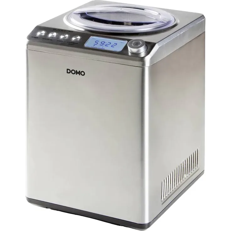 Domo DO9232I PRO Eismaschine, 2.5 L, DC-Motor, LED-Display, Sichtfenster, Automatik-Programme - Sahneeis, Kühlen, Mixen Kühlhaltefunktion, bis -35°C, silber - Preisvergleich