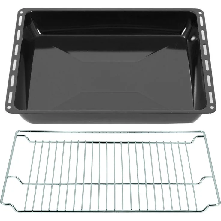 ICQN Backbleche & -Gitter mm Set 465 x 370 x 60 mm, liert Fettpfanne, Verchromt Backofenrost und Backblech für Backofen & Herd, Gitterrost 465 x 360 mm
