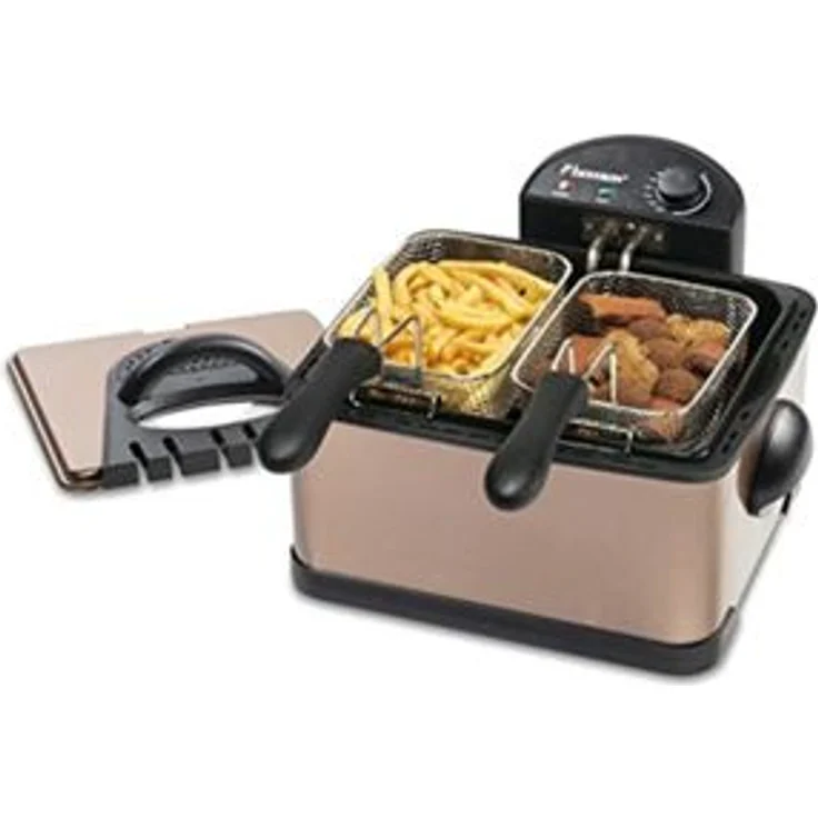 Bestron DF402CO Fritteuse, 2000 Watt, ohne Öl, Standgerät, 4,5L, inkl. Kaltzonentechnologie & herausnehmbaren Ölbehälter, kupfer – Bild 1