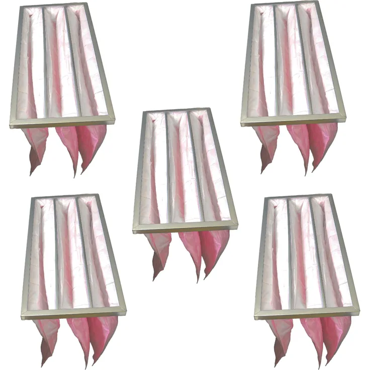 vhbw 5x Taschenfilter für Klima- und Lüftungsanlagen - Filter F7, 28,7 x 59,2 x 36 cm, Rosa