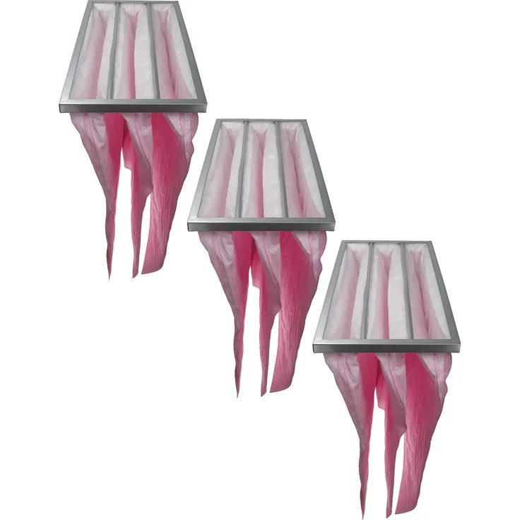 vhbw 3x Taschenfilter für Klima- und Lüftungsanlagen - Filter F7, 28,7 x 59,2 x 60 cm, Rosa