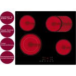 PKM Glaskeramik Kochfeld 60cm rahmenlos Bräter Zone Zweikreis Zone Touch Control