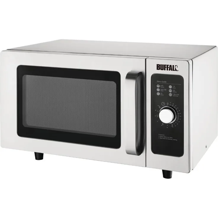 Buffalo 97045 Professional Mikrowelle, Standgerät, 1000 Watt, 25 L Garraum, Manuelle Steuerung, 1kW, 13A, silber