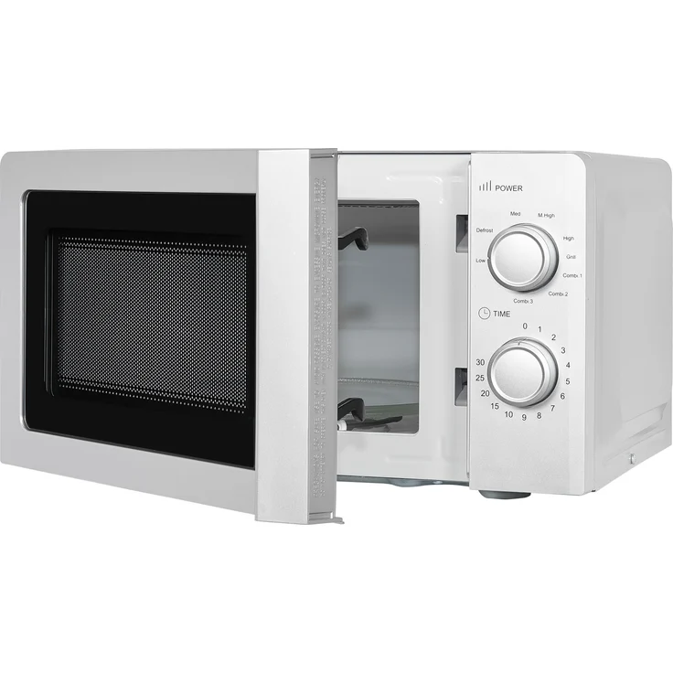 Exquisit MW717-070G Mikrowelle mit Grill, 20 Liter Garraum, 700 Watt, Timer, Auftauen, Drehteller, silber – Bild 2