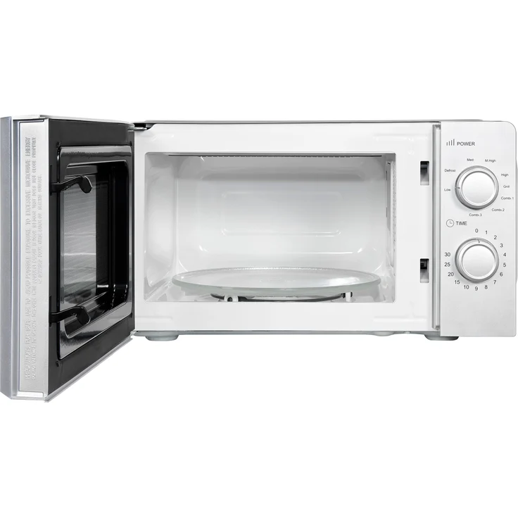 Exquisit MW717-070G Mikrowelle mit Grill, 20 Liter Garraum, 700 Watt, Timer, Auftauen, Drehteller, silber – Bild 4