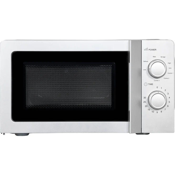 Exquisit MW717-070G Mikrowelle mit Grill, 20 Liter Garraum, 700 Watt, Timer, Auftauen, Drehteller, silber – Bild 3