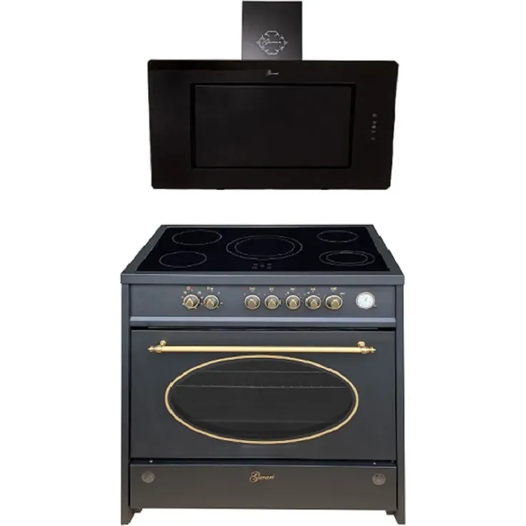 Gurari Elektro-Standherd GCH E 912 BL r + GCH S 155 BL 90 Prime Dunstabzugshaube 90 cm