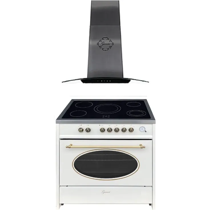 Gurari Elektro-Standherd GCH E 912 Cr r +GCH T 465 IS 90 BL PRIME Dunstabzugshaube 90 cm