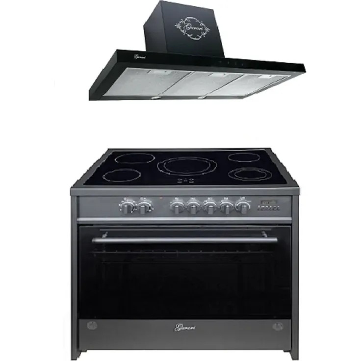 Gurari GCH E 912 BL Elektro Standherd 90 cm, Glaskeramik , Schwarz, Range Coocker+ Gurari GCH F 462 BL 9 PRIME Dunstabzugshaube 90cm , Schwarz Glas - Preisvergleich