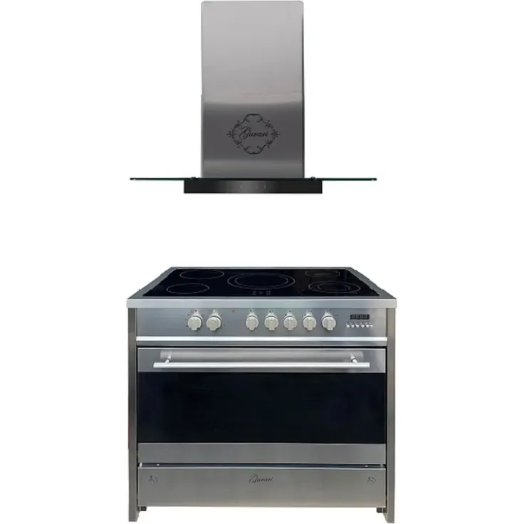 Gurari GCH E 912 X Elektro Standherd 90 cm , Glaskeramik,Inox,Range Coocker+ Gurari GCH T 466 IS 90 BL PRIME Dunstabzugshaube 90cm , Edelstahl