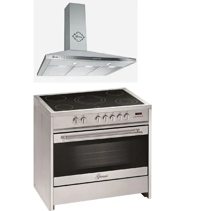Gurari GCH E 912 X Elektro Standherd 90 cm , Glaskeramik,Inox,Range Coocker+ Gurari GCH C 147 IS 9 Dunstabzugshaube 90cm , Edelstahl