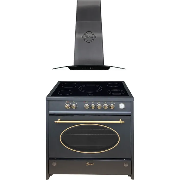 Gurari Elektro-Standherd GCH E 912 BL r + GCH T 465 IS 90 BL PRIME Dunstabzugshaube 90 cm