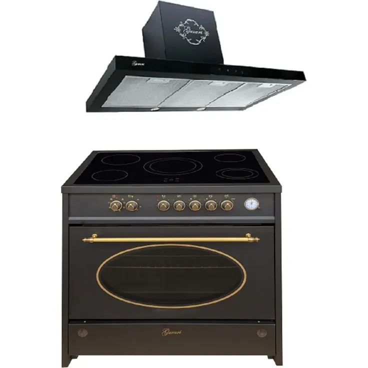 Gurari Elektro-Standherd GCH E 912 BL r + GCH F 462 BL 9 PRIME Dunstabzugshaube 90 cm