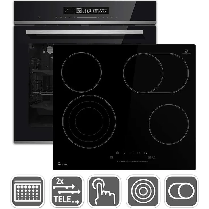 KKT Kolbe SET8019CH859 Herdset, Einbau-Backofen EB8019EDP und Glaskeramikkochfeld CH85903RL