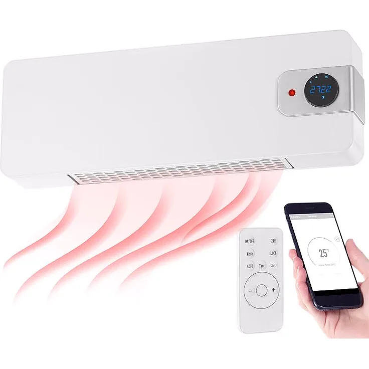 Sichler WLAN-Keramik-Wandheizlüfter mit LED-Display, Heizlüfter, Weiss, Heizlüfter
