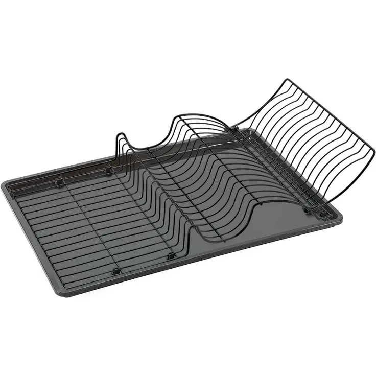 METALTEX Wingtex Spülkorb mit Schale Lava 50 x 31 cm, TouchTherm, matt schwarz - Geschirrkorb - Abtropfgestell