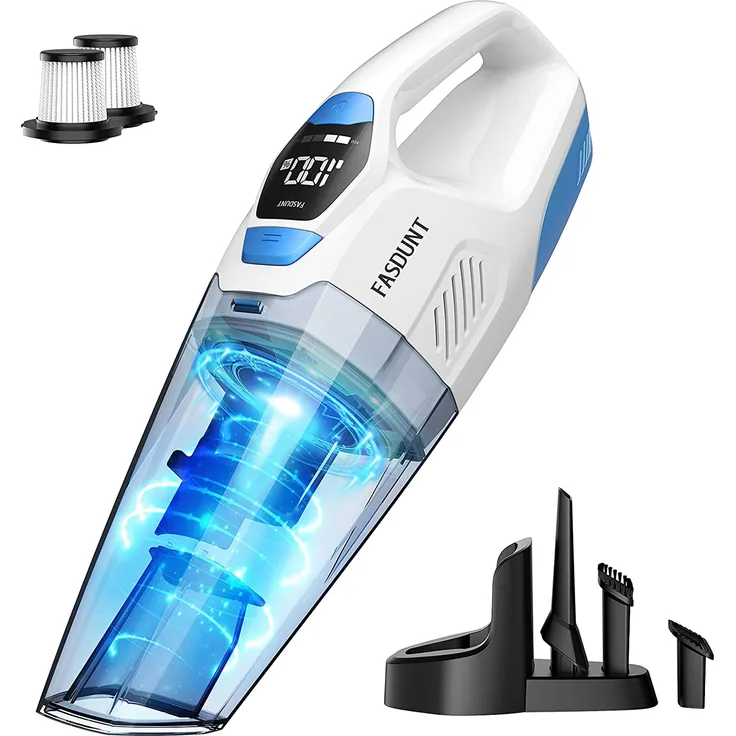 Handstaubsauger Nass-Trocken-Handstaubsauger, 30 min Akkubetrieb, mit LCD-Display & Ladestation, weiß