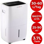 VENDOMNIA Luftreiniger Luftentfeuchter - 30-40-50-60L-Tag, 3,7L Behälter, 2 Displays elektrisch Timer Auto-Modus mit-ohne Pumpe Bautrockner Raumentfeuchter Entfeuchtungsgerät Raumentfeuchtungsgerät Luftentfeuchtungsgerät