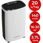 VENDOMNIA Luftreiniger Luftentfeuchter - 16-20 L - Tag, 3,7L Behälter, bis 30 m², elektrisch, Timer, Wäschetrocknung, Auto-Modus - Raumentfeuchter, Entfeuchtungsgerät, Raumentfeuchtungsgerät, Luftentfeuchtungsgerät