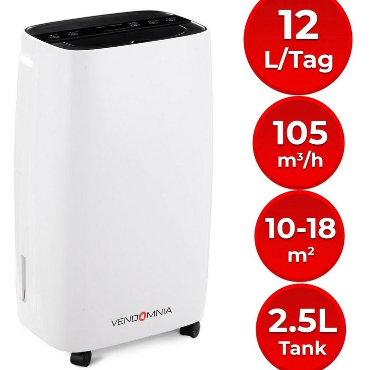 VENDOMNIA Luftreiniger Luftentfeuchter - 10-12 L - Tag, 2,5L Behälter, bis 18 m², elektrisch, Digitalanzeige, Timer, Auto-Modus - Raumentfeuchter, Entfeuchtungsgerät, Raumentfeuchtungsgerät, Luftentfeuchtungsgerät