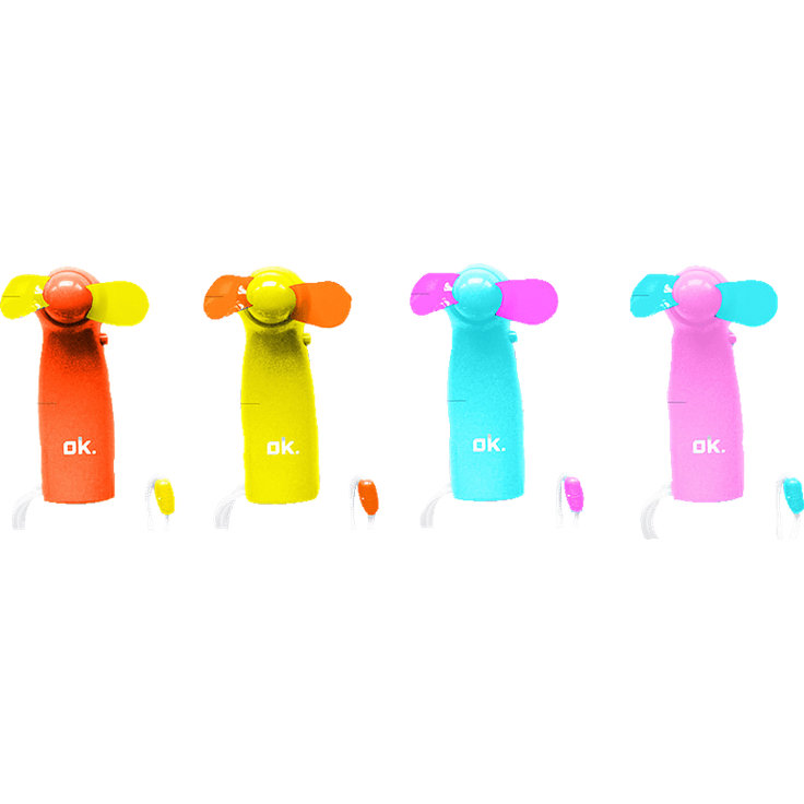 OK. OHF 100 Handventilator Orange-Gelb-Pink-Türkis