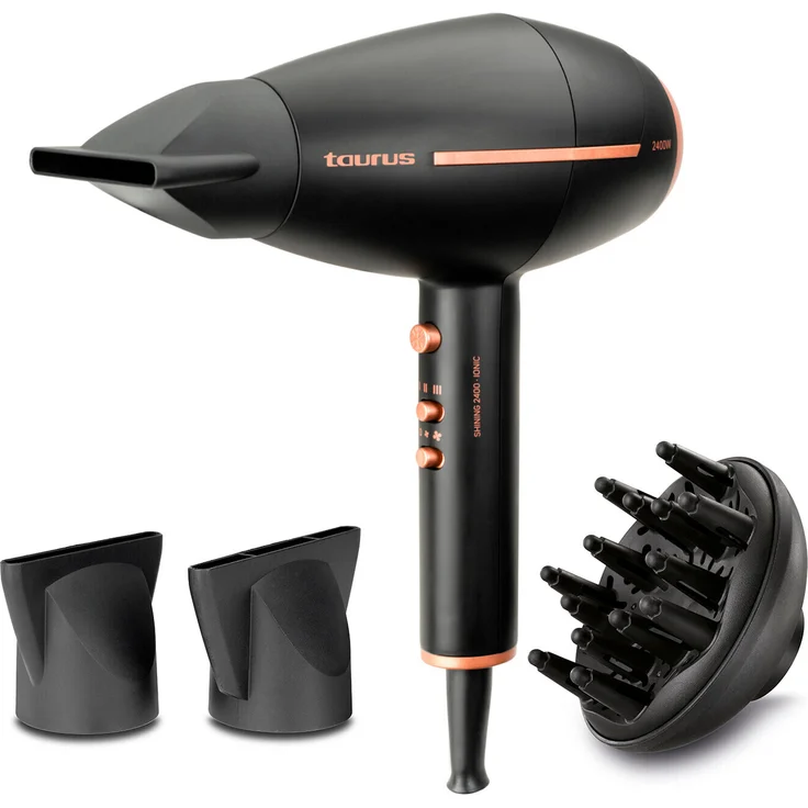 Taurus Shining 2400 Haartrockner, 2400 Watt, Kaltstufe, Ionen-Technologie, schwarz – Bild 1