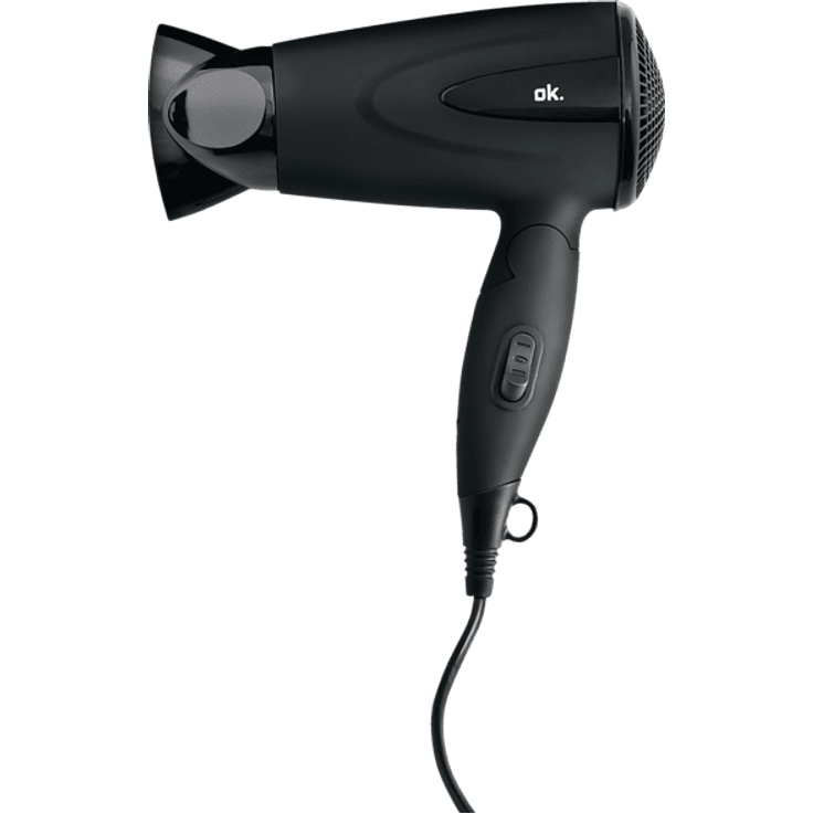 ok. OHD 1222 B, Reise-Haartrockner, Haartrockner, 1200 Watt, klappbar, schwarz