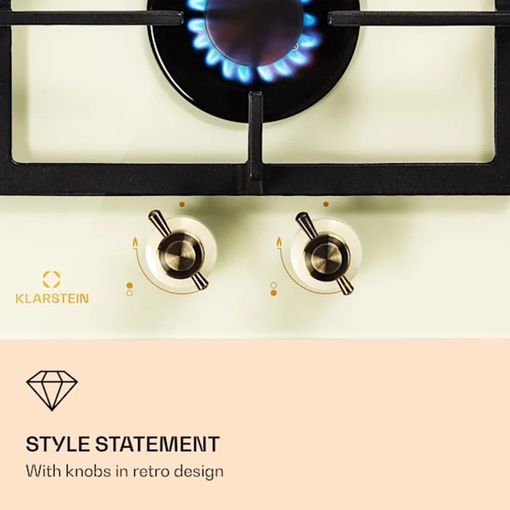 Klarstein Victoria Domino Gaskochfeld, 2-flammig, Glaskeramik, Retro-Look – Bild 6