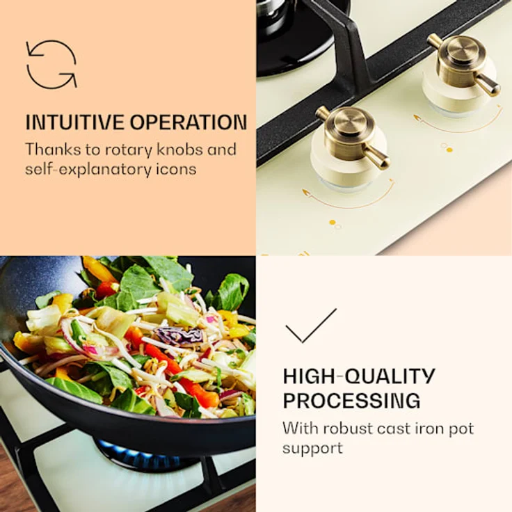 Klarstein Victoria Domino Gaskochfeld, 2-flammig, Glaskeramik, Retro-Look – Bild 5