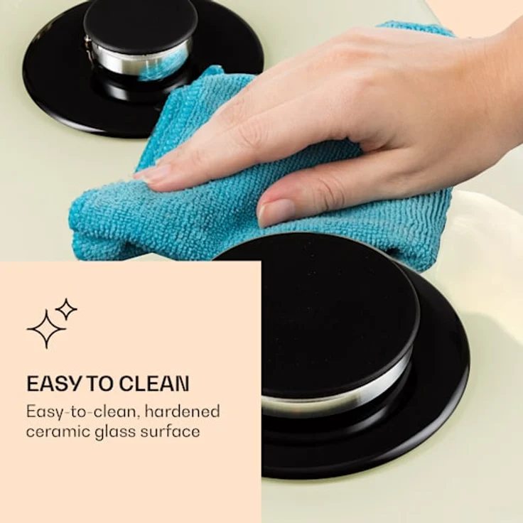 Klarstein Victoria Domino Gaskochfeld, 2-flammig, Glaskeramik, Retro-Look – Bild 7