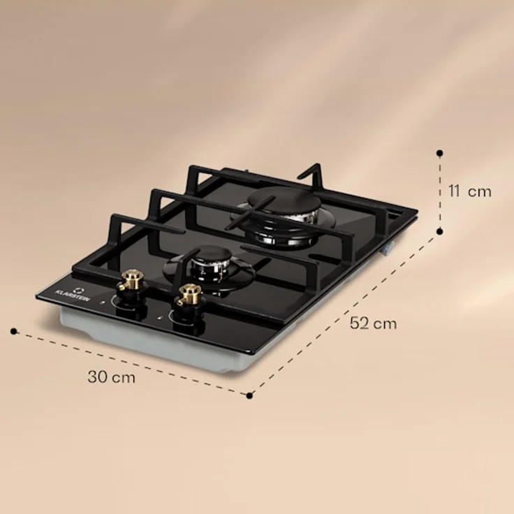 Klarstein Victoria Domino Gaskochfeld, 2-flammig, Glaskeramik, Retro-Look – Bild 8