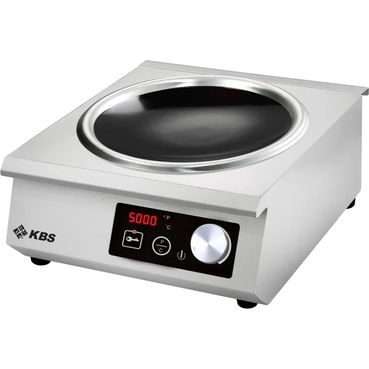 KBS Induktionswok Edelstahlgehäuse 5 kW Schott-Ceran Glaskeramik-Kochfläche