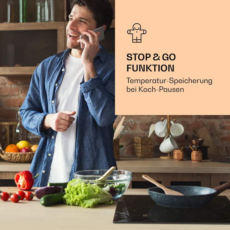 Klarstein Virtuosa 3 Slim Kochfeld, 3 Felder, 5000 W, Dualzone, Timer, Keramik, Schwarz – Bild 5