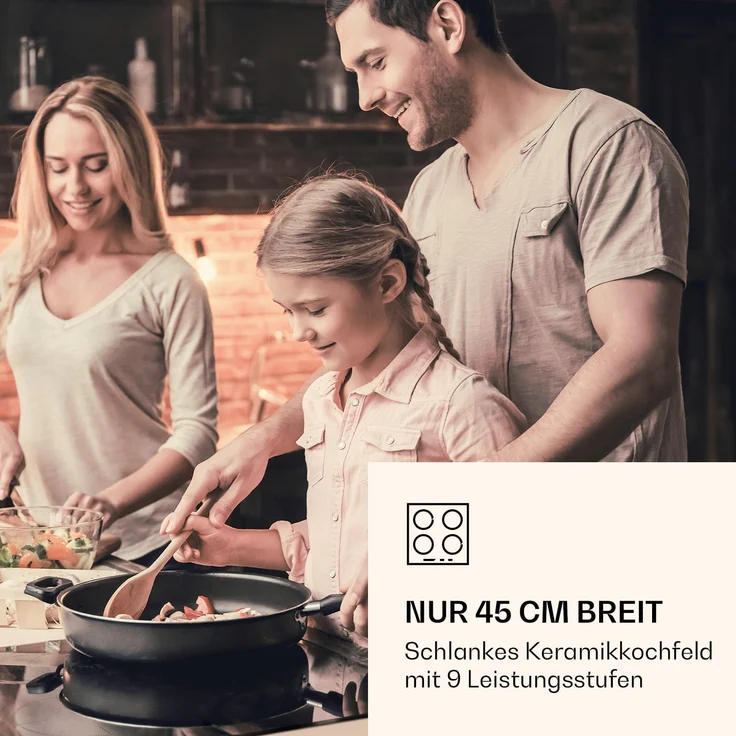 Klarstein Virtuosa 3 Slim Kochfeld, 3 Felder, 5000 W, Dualzone, Timer, Keramik, Schwarz – Bild 2