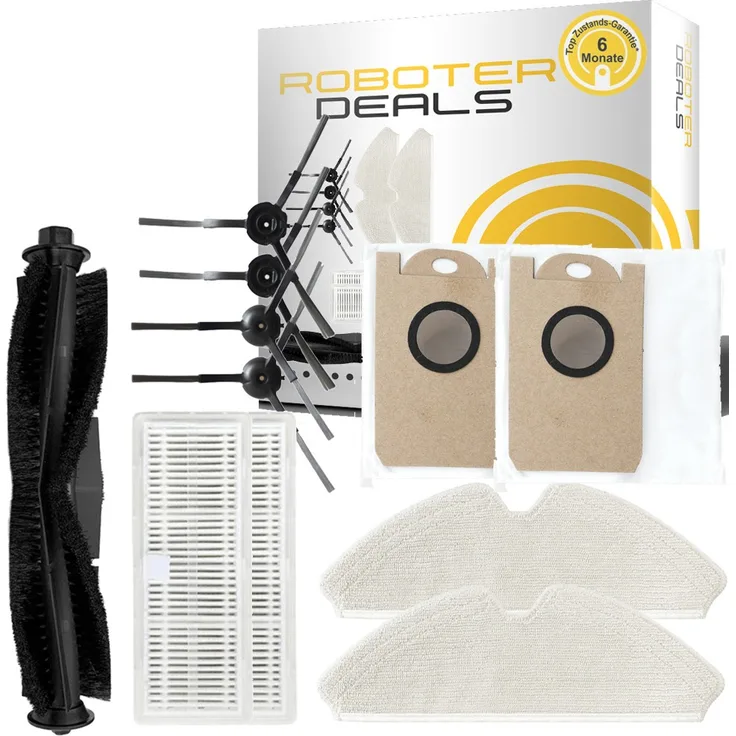 Roboter-Deals Zubehör Set Ersatzteile, für Lenovo T1 Pro 4x Seitenbürsten, 2x Beutel, 2x Pad, 2x Filter, 1x Hauptbürste