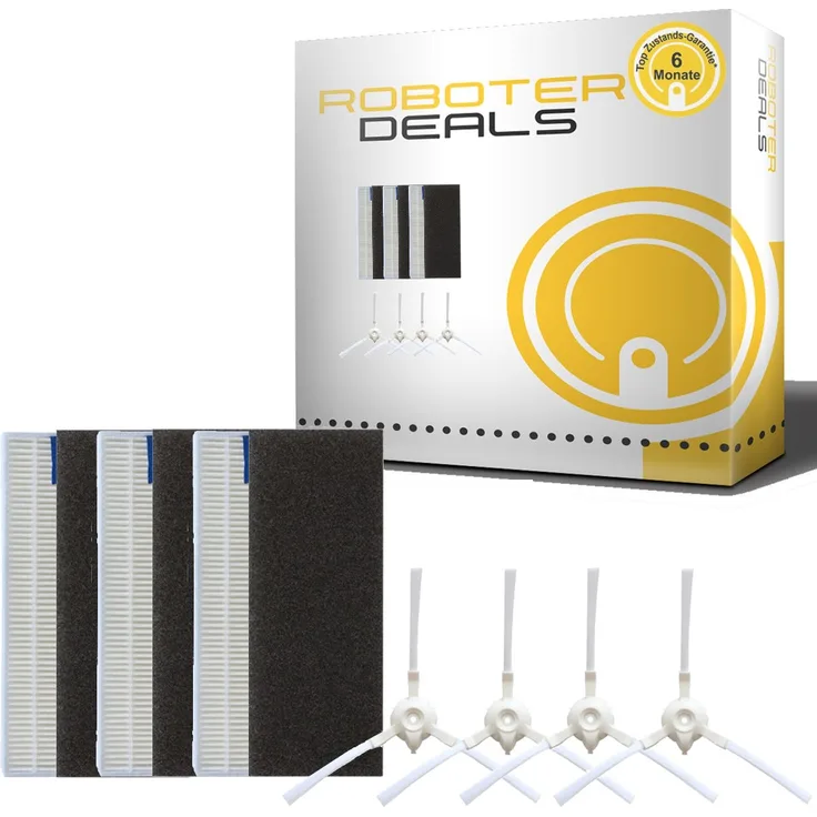 Roboter-Deals Zubehör Set Ersatzteile, für Rowenta Smart Force Essential u. Smart Force Essential Aqua 3x Filter, 4 x Seitenbürste