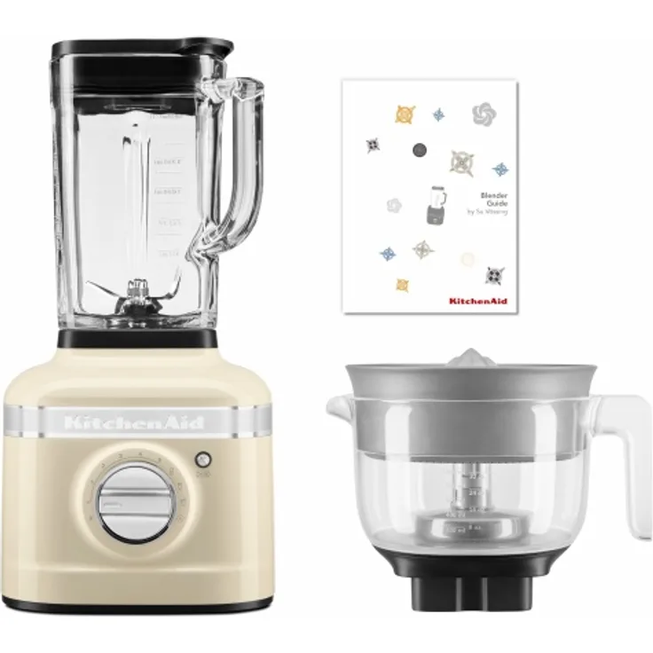 KitchenAid Paket 1, K400 Standmixer, 1200W, 5 Geschwindigkeiten, inkl. Zitruspressenaufsatz, crème