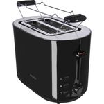 Exquisit TA 6103 2-Schlitz-Toaster, 850 Watt, 7 Leistungsstufen, abnehmbarer Brötchenaufsatz, Toasterzentrierung, schwarz