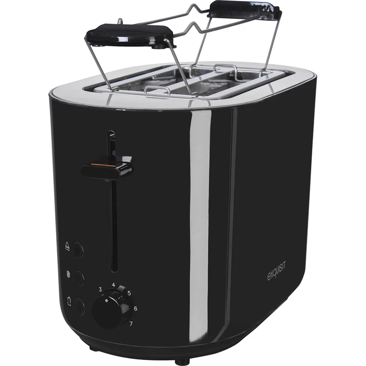 Exquisit TA 6103 2-Schlitz-Toaster, 850 Watt, 7 Leistungsstufen, abnehmbarer Brötchenaufsatz, Toasterzentrierung, schwarz – Bild 2