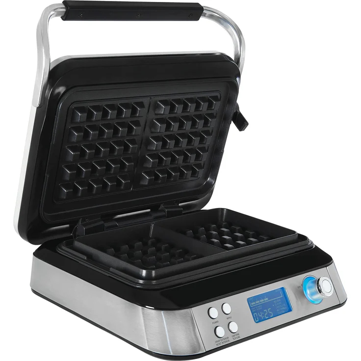 Gutfels WAFFLE 5010 Waffeleisen, 1600 Watt, antihaftbeschichtete Platten, Timer, Display, 5 Programme, schwarz, inox – Bild 1
