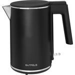 Gutfels WATER 2020 Wasserkocher, 2200 Watt, 1 Liter, integrierter Filter, doppelwanding, Überhitzungsschutz, schwarz